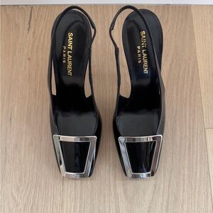 Saint Laurent Black Heels with Silver Detail